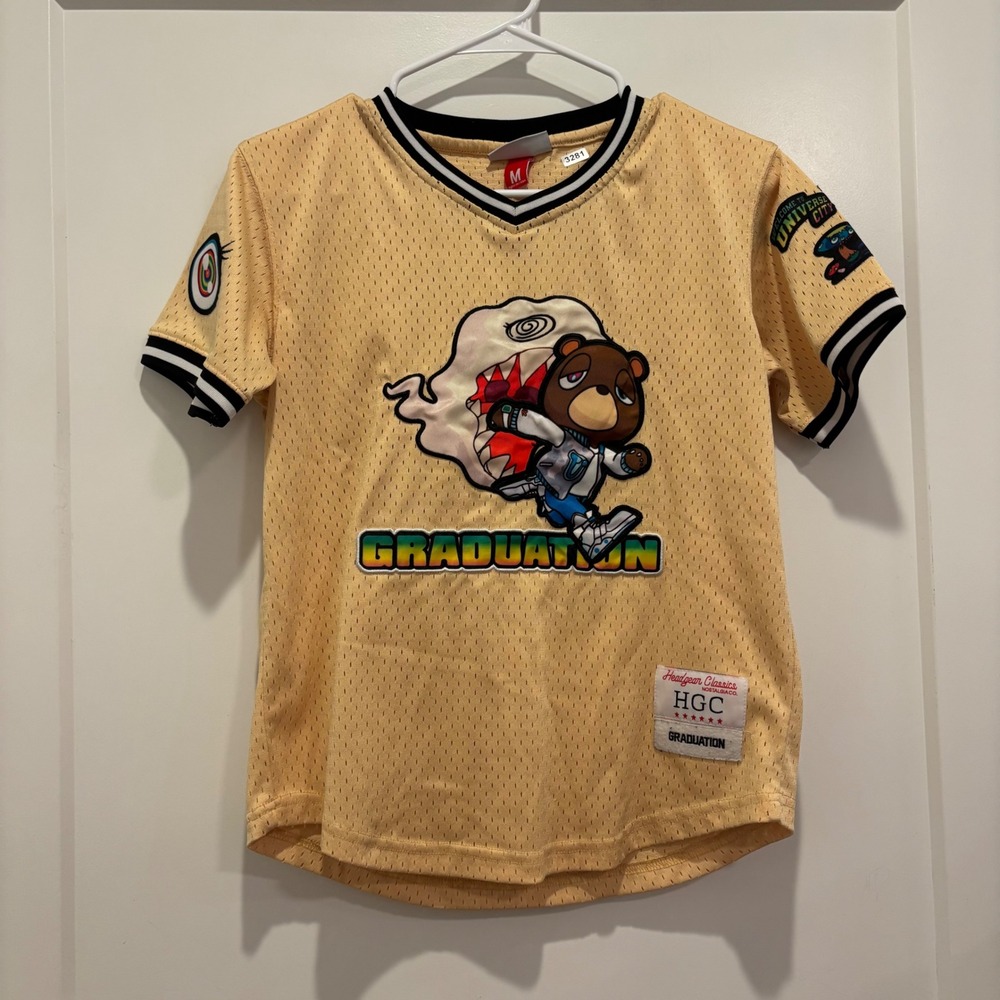 Headgear Classics Kids Kanye West Graduation Bear Mesh Jersey Yellow Medium
